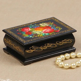 Шкатулка 'Пионы с лесными цветами' 6х9 см, лаковая миниатюра 1