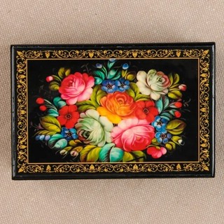 Шкатулка 'Пионы с лесными цветами' 6х9 см, лаковая миниатюра 2