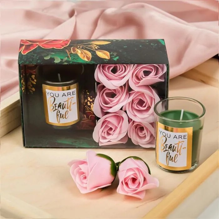 Свеча в стакане и мыльные лепестки 'You are Beautiful' аромат цветочный