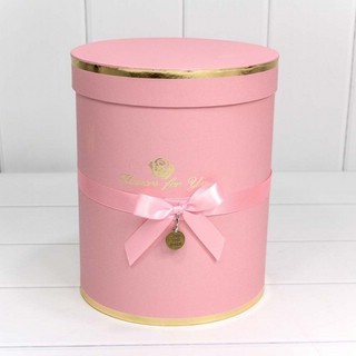 Коробка-цилиндр 'Flowers for you' 13*17,5 см, нежно-розовый 