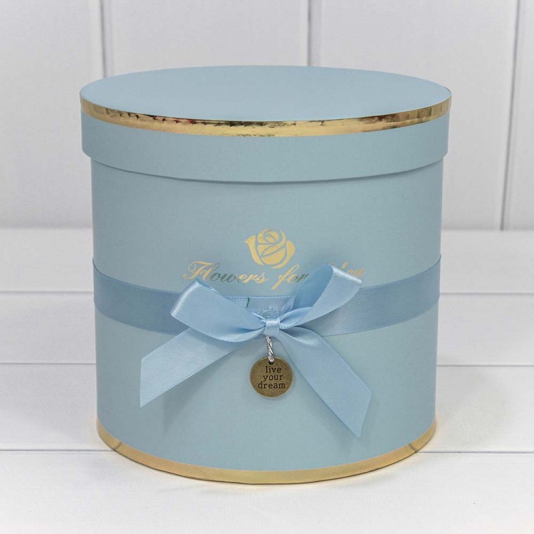 Коробка-цилиндр 'Flowers for you' голубой, 18х17 см