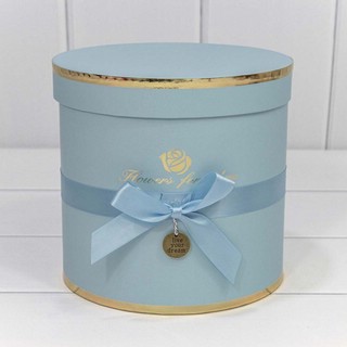 Коробка-цилиндр 'Flowers for you' голубой, 18х17 см
