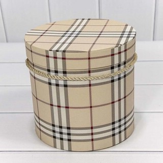 Коробка-цилиндр 'Клетка' бежевый, L 18х17 см