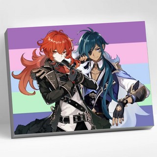 Картина по номерам 'Геншин Дилюк и Кэйа' холст, 30х40 см, Genshin, артикул CHR0108 1