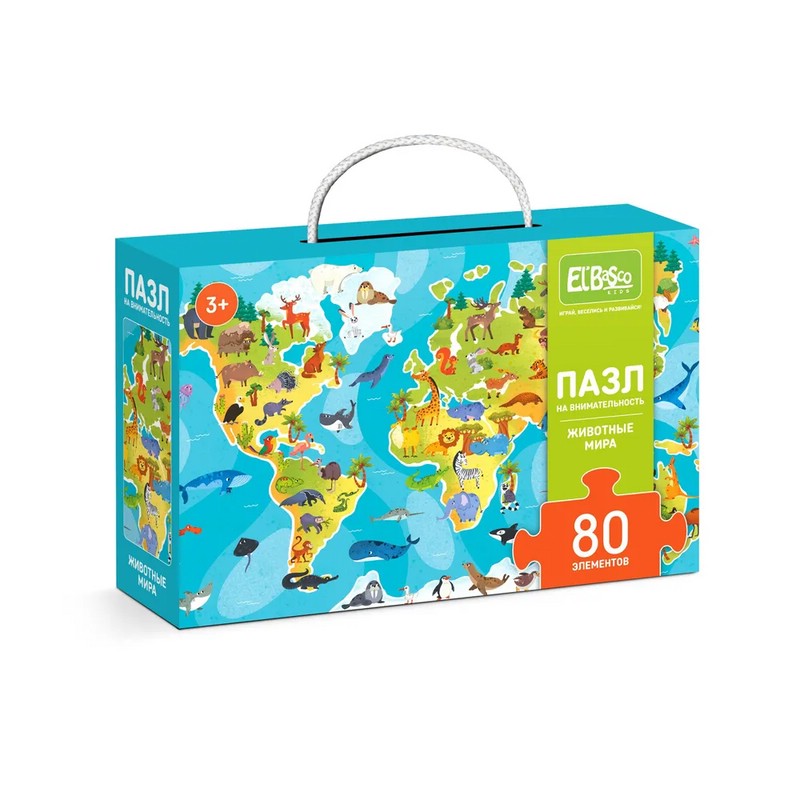 Пазл на внимательность Животные мира, 80 элементов