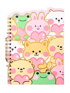 Блокнот B6 'Cheerful company' 60 листов, на пружине, розовый