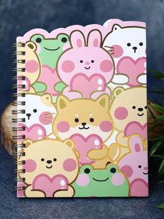 Блокнот B6 'Cheerful company' 60 листов, на пружине, розовый 2