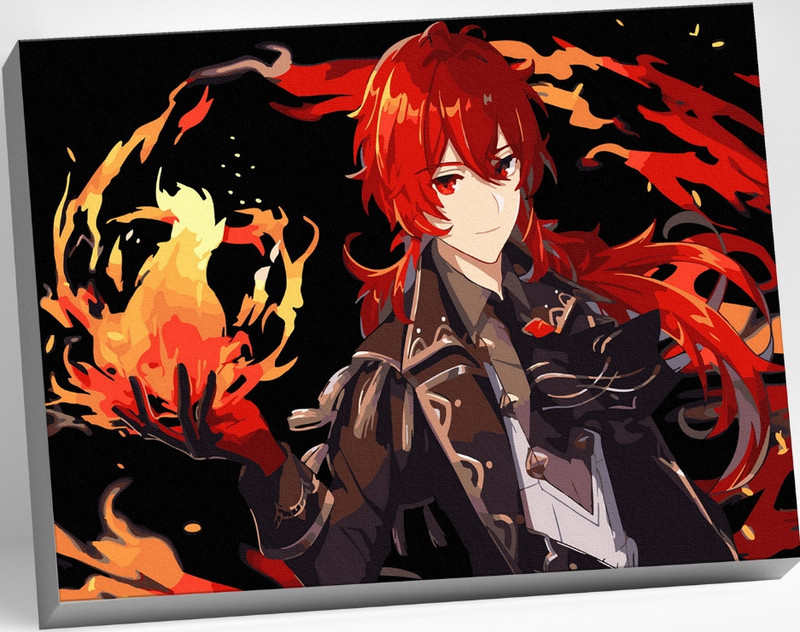 Картина по номерам Molly 'Геншин. Дилюк' (Genshin) 30x40 см