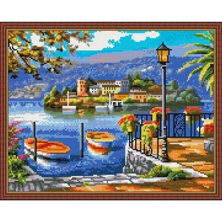Алмазная мозаика 'Озеро Комо' 40х50 см (31 цветов) 1
