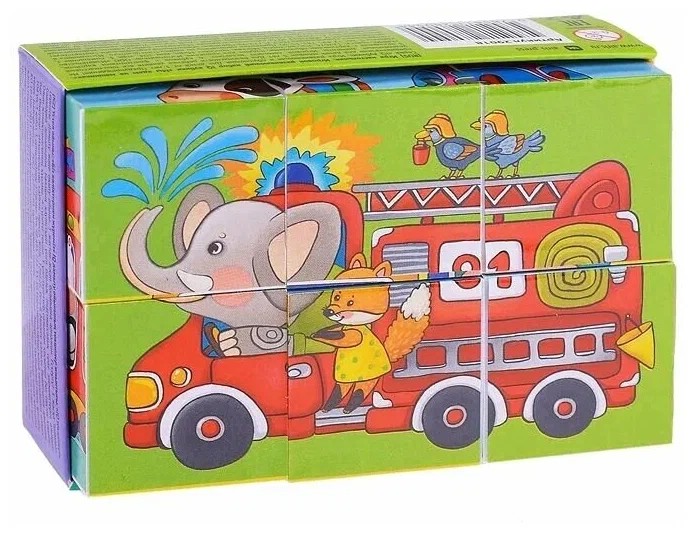 Умные кубики в поддончике. Мы едем на машинках, 6 кубиков