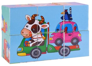 Умные кубики в поддончике. Мы едем на машинках, 6 кубиков 5