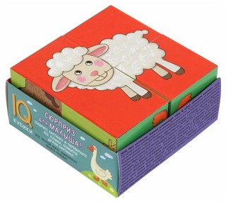 Умные кубики в поддончике. Домашние животные, 4 кубика