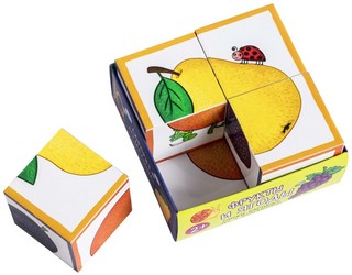 Умные кубики в поддончике. Фрукты да ягоды, 4 кубика 2