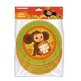 Тарелки бумажные 'Чебурашка', 18 см, 6 шт в наборе 2