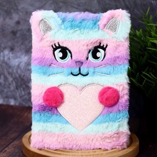 Блокнот плюшевый 'Кот' радужный 1