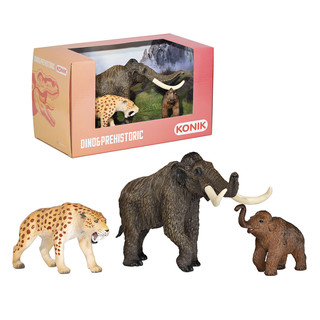 Набор фигурок 'Доисторические животные: мамонт, мамонтёнок, смилодон' 3
