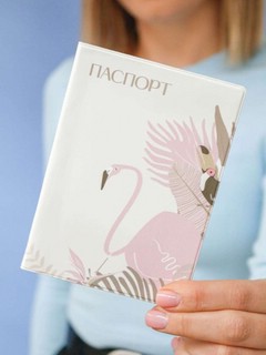 Обложка для паспорта Tropical flamingo 3