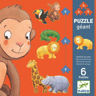 Набор пазлов «Обезьянка и её друзья», 4/6/9 элементов