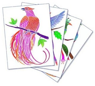 Акварельная раскраска «Райские птицы» 3