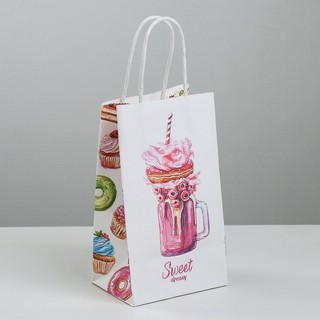 Пакет подарочный крафт «Sweet dream», 12 x 21 x 9 см
