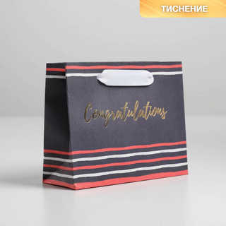 Пакет крафтовый горизонтальный «Congratulations», 15 x 12 x 5.5 см