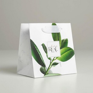 Пакет ламинированный квадратный «Листья», 14 x 14 x 9 см
