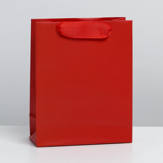 Пакет ламинированный «Красный», 12 x 15 x 5,5 см