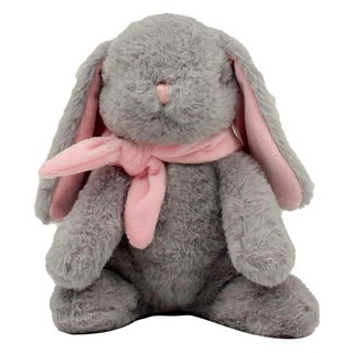 Кролик, 21 см, серый/розовый, Лапкин
