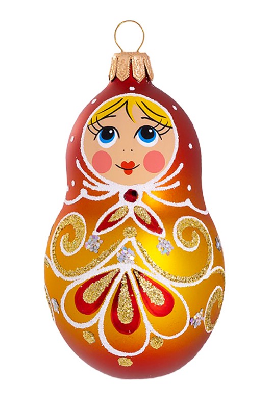 Елочное украшение 'Матрешка ажурная' 8 см, стекло, артикул С 2355, в ассортименте