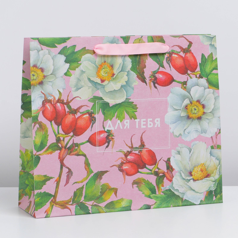 Пакет крафтовый горизонтальный «Весна», 30 х 26 х 9 см