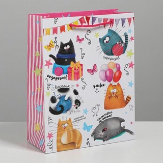Пакет ламинированный вертикальный «Забавные коты», S 12 x 15 x 5,5 см