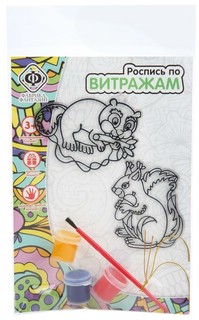 Набор для росписи витража 'Белочка и бобер' 4