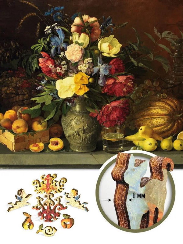 Пазл деревянный 'Цветы и плоды' И.Ф. Хруцкий, 333 детали