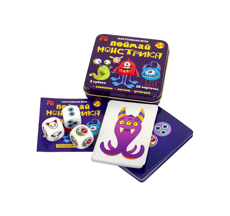 Настольная игра 'Поймай монстрика' (жестяная коробочка) 