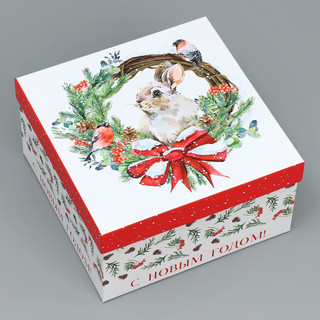 Коробка подарочная 'Новогодняя пора' №2, размер 20 x 20 x 11 см