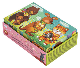 Угадай, чья половинка. Умные кубики в поддончике. IQ Кубики, ...