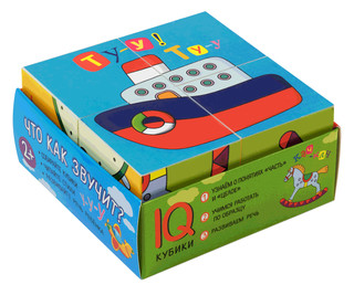 Что как звучит? Умные кубики в поддончике. IQ кубики, 4 штуки