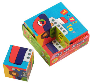 Что как звучит? Умные кубики в поддончике. IQ кубики, 4 штуки 3