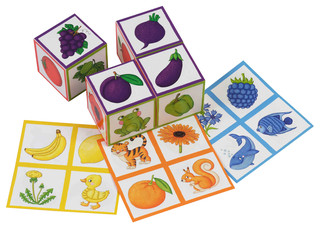 Что какого цвета? Умные кубики в поддончике. IQ кубики, 4 штуки 3