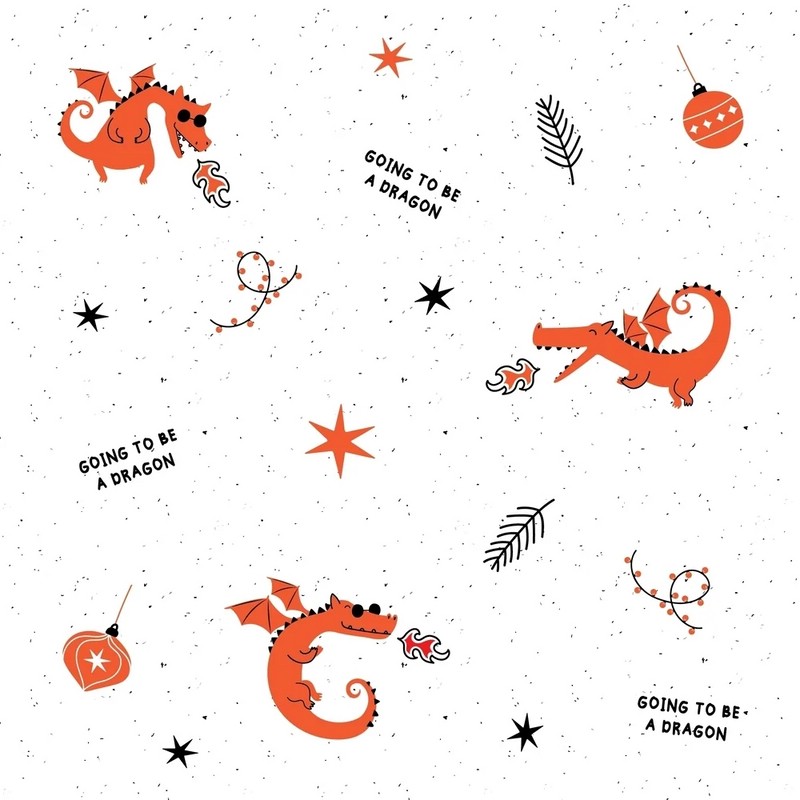 Бумага упаковочная Lucky Дракон, белая, 70 х 100 см, BeSmart N3892