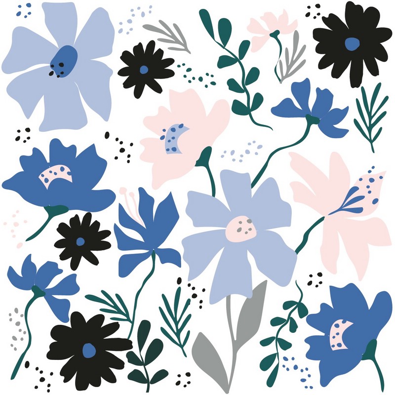 Бумага упаковочная 'Sentiment. Синие цветы' 70х100 см