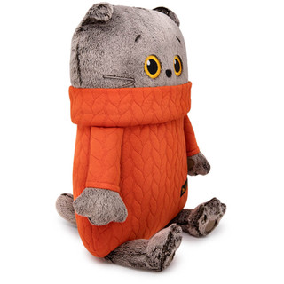 Подушка Басик в свитере с косами, оранжевый, 32х30х7 см 3