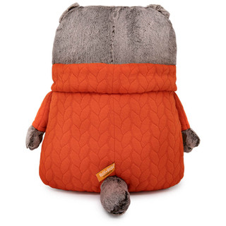 Подушка Басик в свитере с косами, оранжевый, 32х30х7 см 4