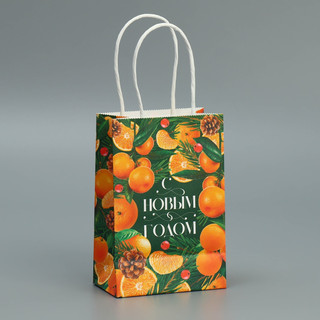 Пакет крафтовый «Мандариновое настроение», 15 x 10 x 6 см 3