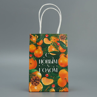 Пакет крафтовый «Мандариновое настроение», 15 x 10 x 6 см 4