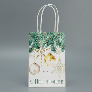 Пакет крафтовый «Роскошь Нового года», 15 x 10 x 6 см 4