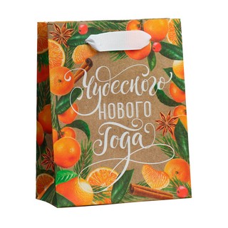 Пакет крафтовый вертикальный «Мандариновое настроение», S 12 ...