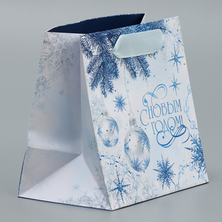 Пакет ламинированный квадратный «Снежинки», 14 x 14 x 9 см 2