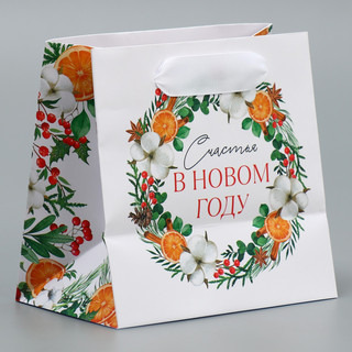 Пакет ламинированный квадратный «Счастье», 14 x 14 x 9 см 3