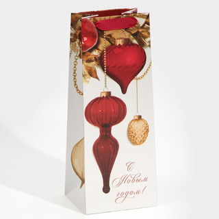 Пакет под бутылку «Игрушки на елке», 13 х 36 х 10 см